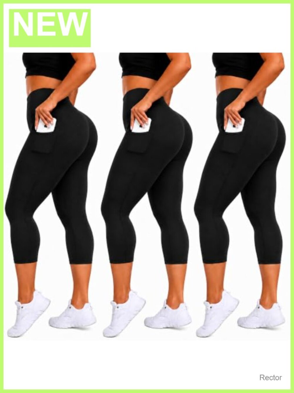 High Waisted Plus Size Leggings with Pockets 3 Pack Spandex